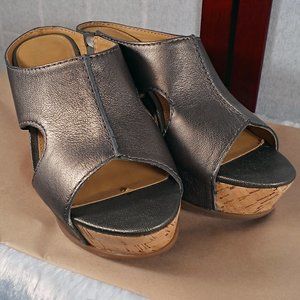Franco Sarto Real Leather Wedge Platform Slides, 6